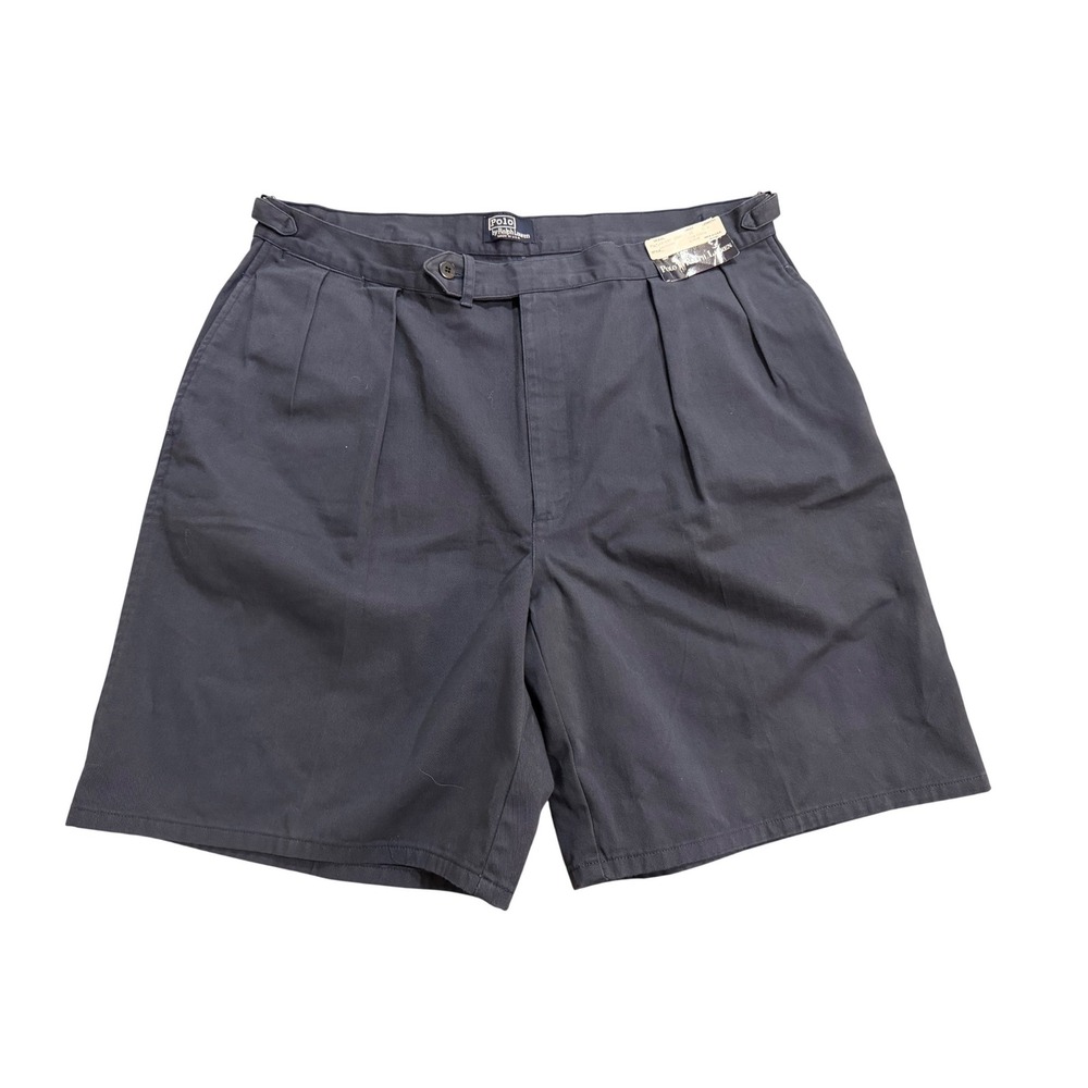Polo Ralph Lauren Shorts Mens Blue‎  Pleated Side Buckle Crest Logo 40